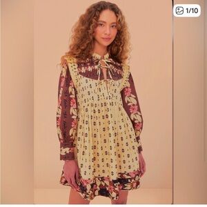 FARM Rio Anika Open Yoke Mini Dress. Size S. NWT. MSRP $260.
